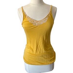 Calypso Christiane Celle Boho Tank Top Small Yellow Lace‎ Trim Flowy Summer